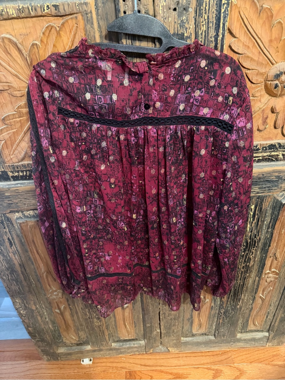 HD in Paris Burgundy Floral Boho Long-Sleeve Tunic